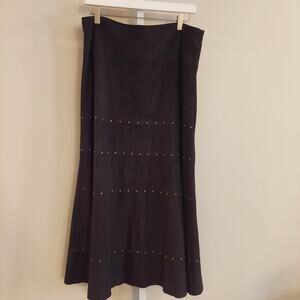 Athena Marie Maxi Skirt XL Studded Faux Suede Fairy Grunge Western Boho